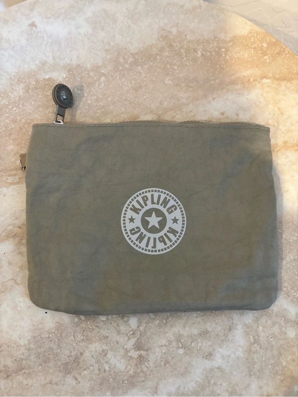 Kipling Grey Zip Nylon Pouch